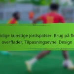 Alsidige kunstige jordspidser: Brug på flere overflader, Tilpasningsevne, Design