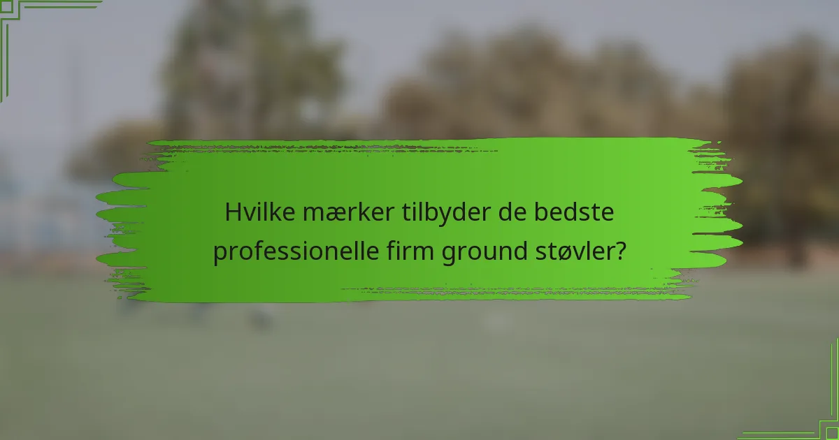 Hvilke mærker tilbyder de bedste professionelle firm ground støvler?